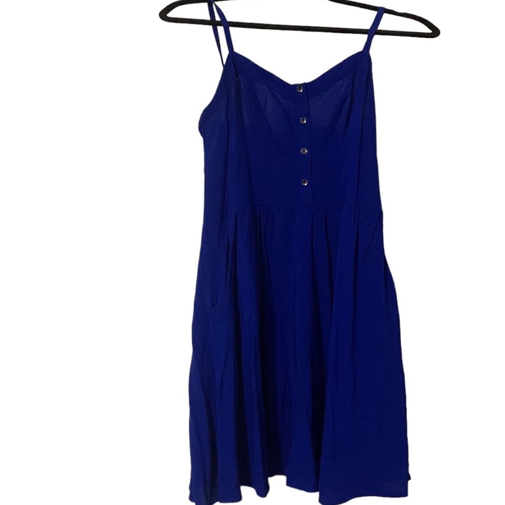 Express Royal Blue Button Front Mini Dress with Pockets US Size Small